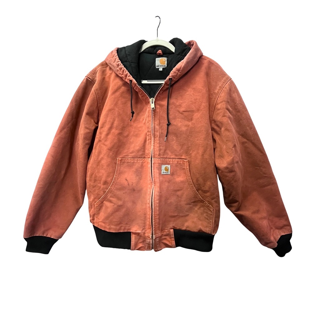 Carhartt J140 Blanket Anniversary Jacket Blaze Orange Hood Work‎ Condition Large
